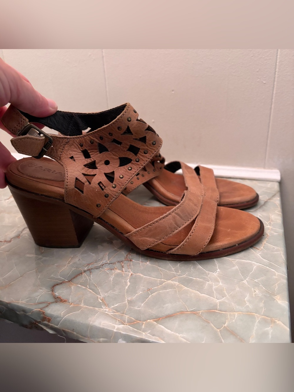 Ariat Poppy Sandals Tan Leather Slingback Western Coastal size 7B